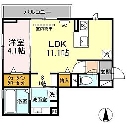 クオレアス乗江 1LDKの間取図画像