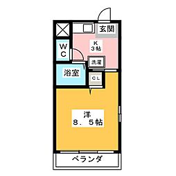 第3野田ハイツ 1Kの間取図画像