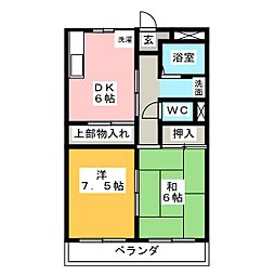 ルミエール打中 2DKの間取図画像