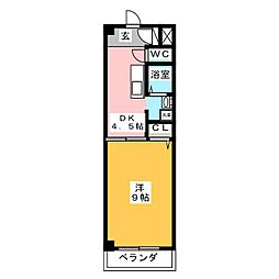 ウィンコート宮脇 1DKの間取図画像