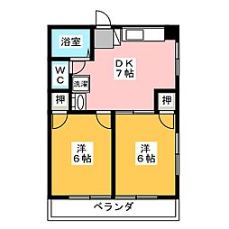 稲永ハイツ 2DKの間取図画像