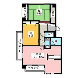 浅井コーポ5 2LDKの間取図画像