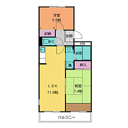 牛立曾七ハオスB 2LDKの間取図画像