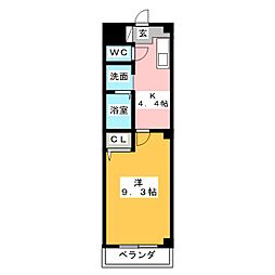 ライフマンション 1Kの間取図画像