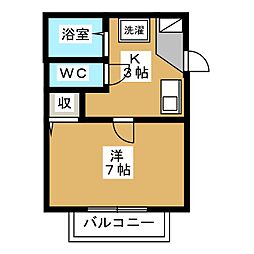 ボヌールおうす 1Kの間取図画像