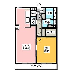 エルーデメイファ 1LDKの間取図画像