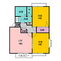 グランデュール小本B 2DKの間取図画像