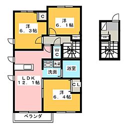 第二プリムローズ宝神B 3LDKの間取図画像