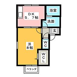 ラカーサアスカ2 1DKの間取図画像