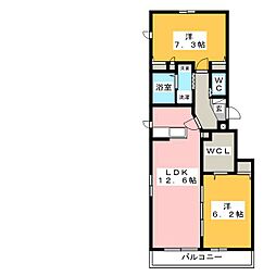 メゾンヴァンベール 2LDKの間取図画像
