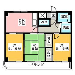 サニーハイム江松 3DKの間取図画像