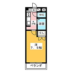 ハピネス高畑 1Kの間取図画像