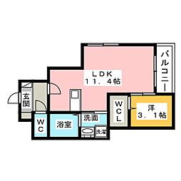パトリア高畑 1LDKの間取図画像