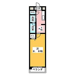 ウィンコート篠原 1Kの間取図画像