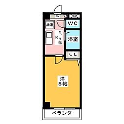 ヤマトマンション中島新町 1Kの間取図画像