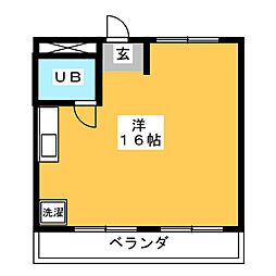 音聞ハイツ ワンルームの間取図画像