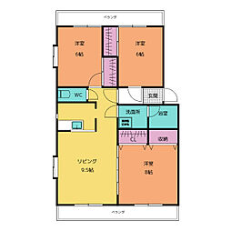 ホープフィル池見 3階3LDKの間取り