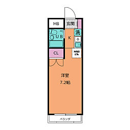 サンハイツ御幸 ワンルームの間取図画像