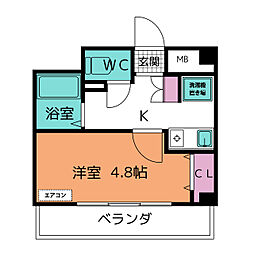 プロクシー山ノ手 1Kの間取図画像