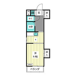 レオン八事3号館 ワンルームの間取図画像