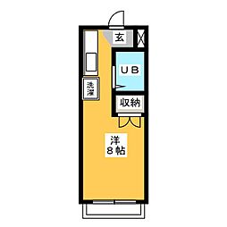 ハイツスリーエムS棟 ワンルームの間取図画像