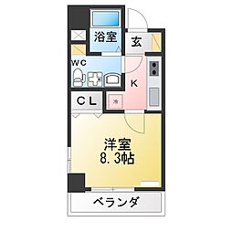 dot八事山annex 1Kの間取図画像