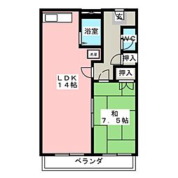 カーサノア八事第12高峰ビル 1LDKの間取図画像