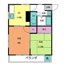 コーポ茜 2DKの間取図画像