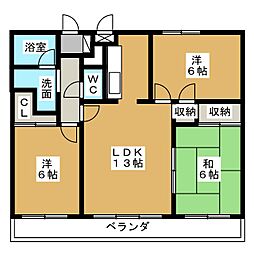 植田山ミルキーウェイ 3LDKの間取図画像