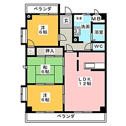 ロイヤルコート 3LDKの間取図画像