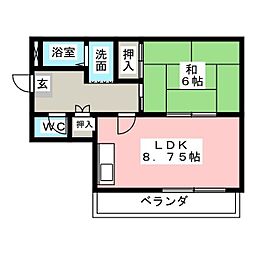 カーサノア八事第12高峰ビル 1LDKの間取図画像