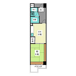 アーバンドエル杁中 1DKの間取図画像