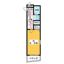 パークステイ八事 1Kの間取図画像