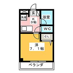 アーバンハイツ八事 1Kの間取図画像