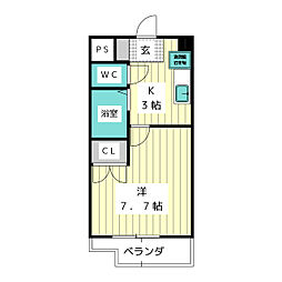 ラ.ラフィネ檀渓 1Kの間取図画像