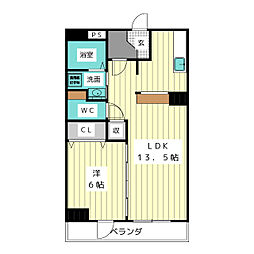 石川橋セブン 1LDKの間取図画像