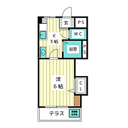 メゾンやよい 1Kの間取図画像