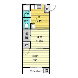 大栄ハイツ 2DKの間取図画像