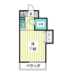 アーバンドエル川名山 ワンルームの間取図画像
