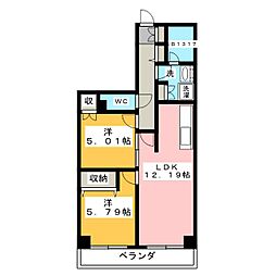 杁中スカイタウンA棟 2LDKの間取図画像