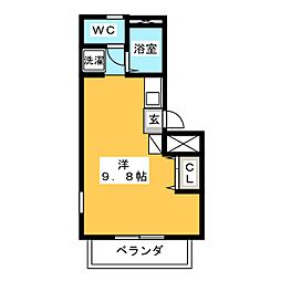 サンシャインフクハラ ワンルームの間取図画像