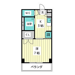 シュラインヒルズ 1Kの間取図画像