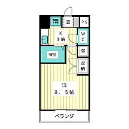 エクセレンス山中 1Kの間取図画像