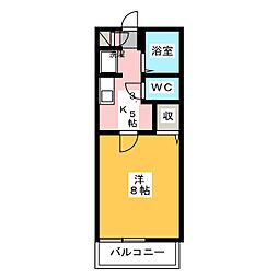 エクセレント・ドゥエル 1Kの間取図画像
