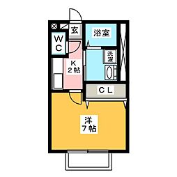 ハイム山花 1Kの間取図画像