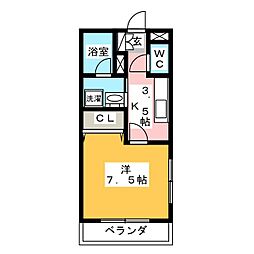 コリーヌ田面 1Kの間取図画像