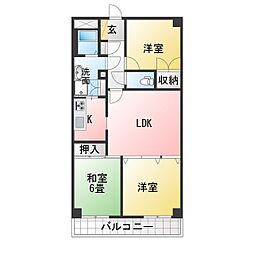 杁中スカイタウンA棟 3LDKの間取図画像