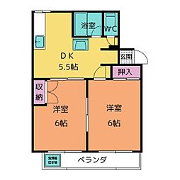 不老マンション 2DKの間取図画像