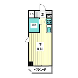 ラフィネ杁中 ワンルームの間取図画像