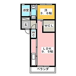 カーサ・フィオーレ 1LDKの間取図画像